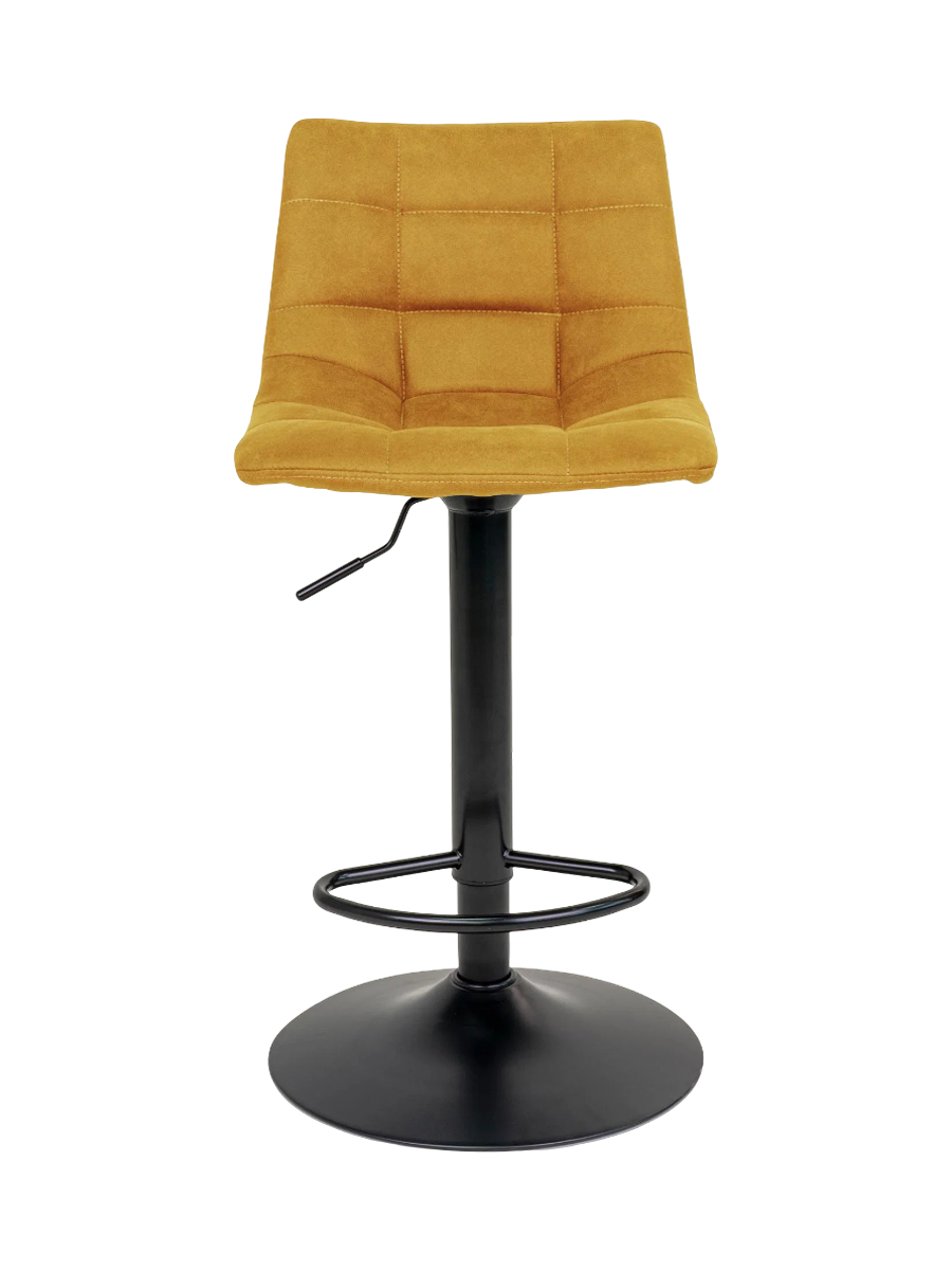 
Höhenverstellbarer Design Barhocker „Middelfart“ - Fuss: Schwarz, Sitz: Senfgelb