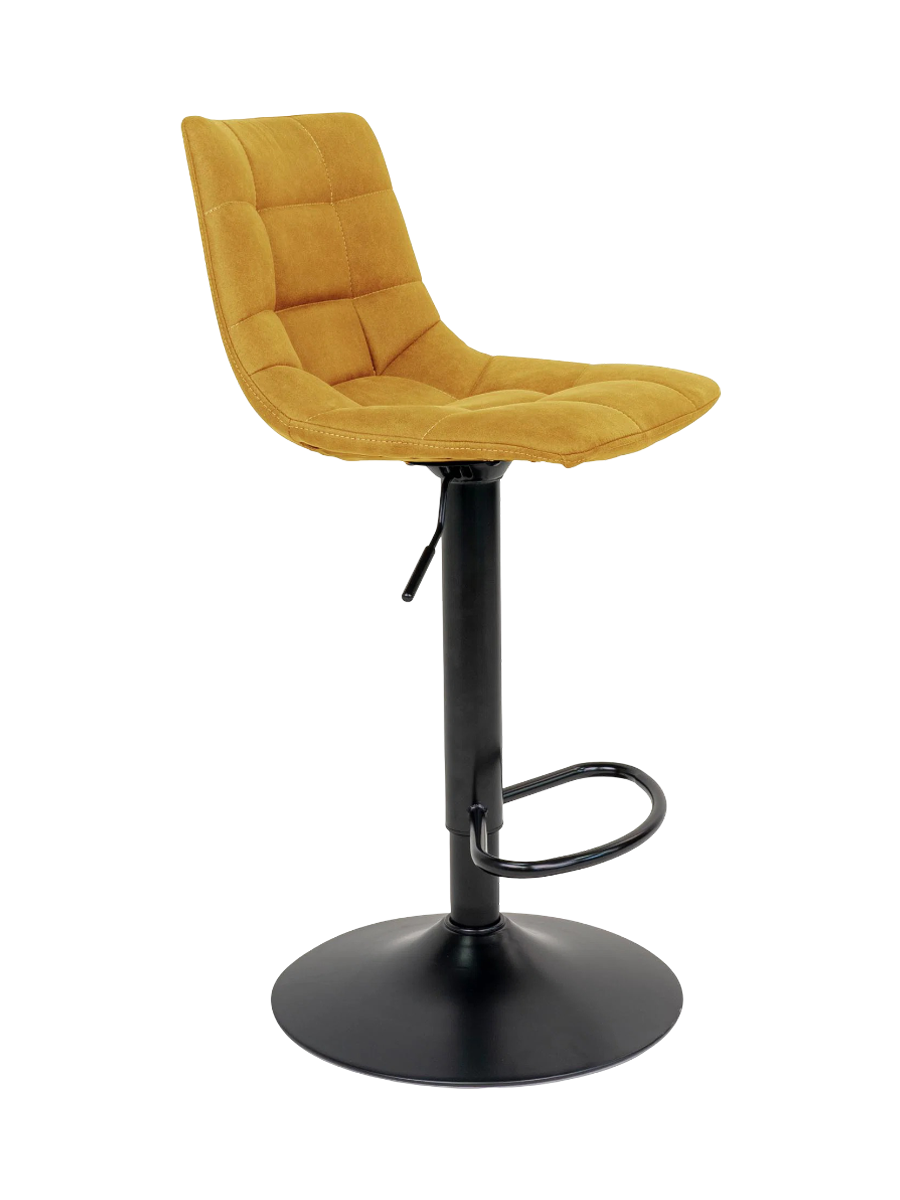 
Höhenverstellbarer Design Barhocker „Middelfart“ - Fuss: Schwarz, Sitz: Senfgelb