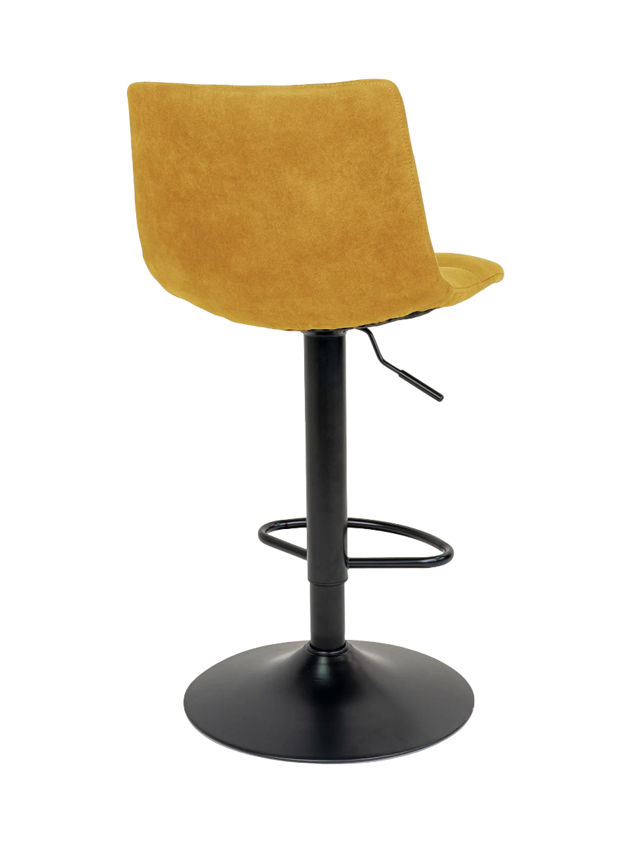 
Höhenverstellbarer Design Barhocker „Middelfart“ - Fuss: Schwarz, Sitz: Senfgelb