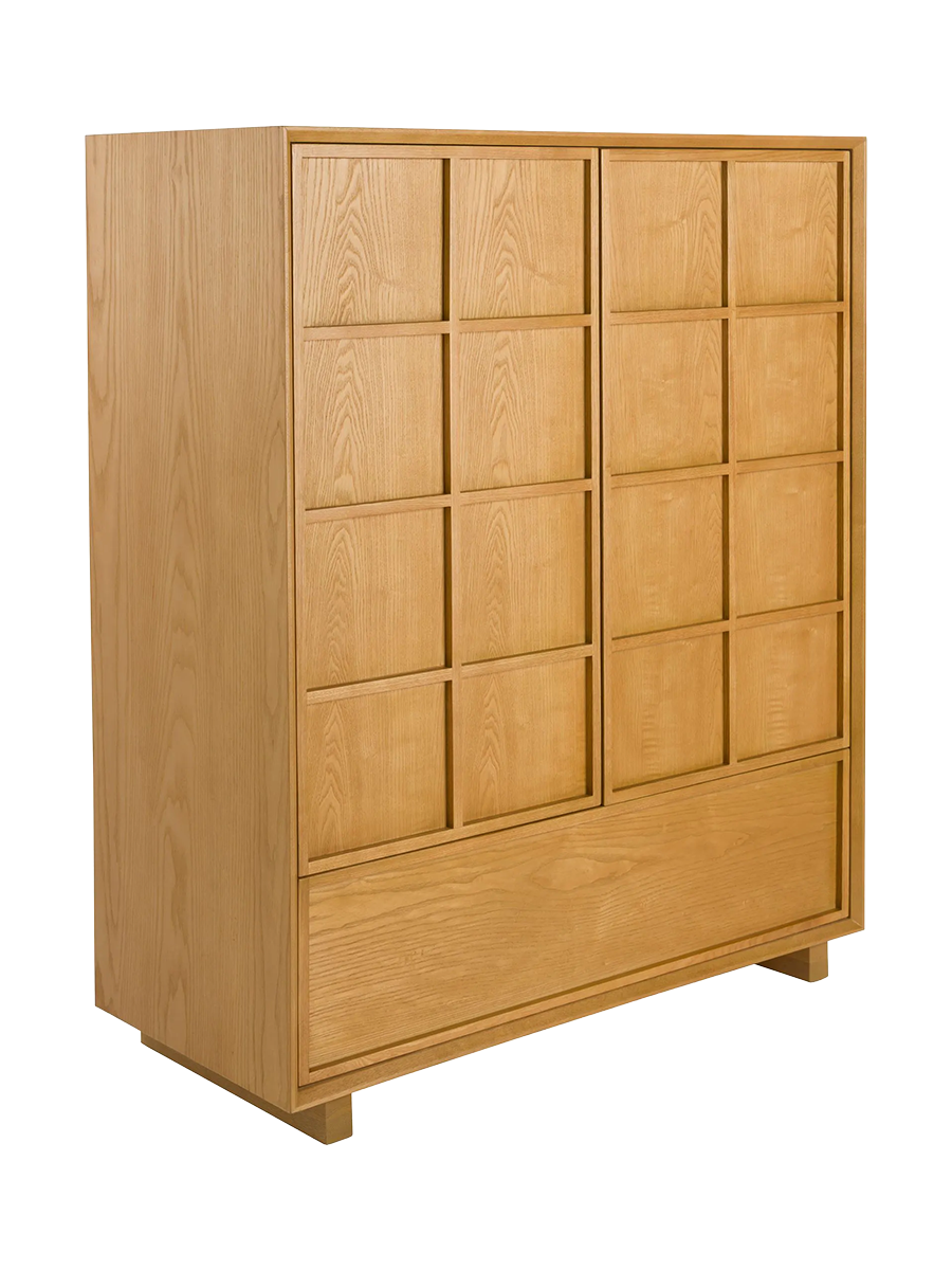 
Massives Design Highboard „Raster“