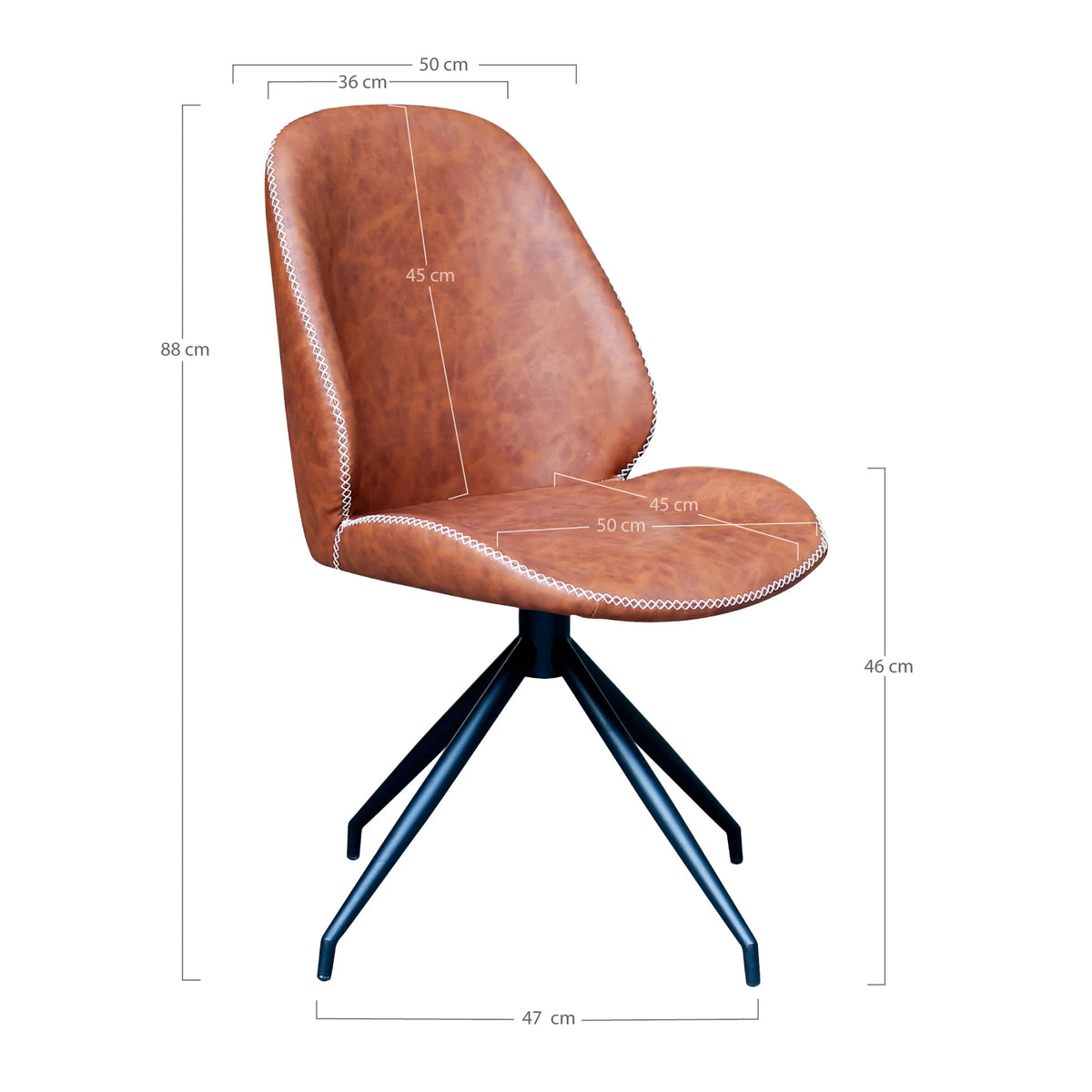 
Chaise de salle à manger « Monte Carlo » pivotante à 360° - Similicuir Marron