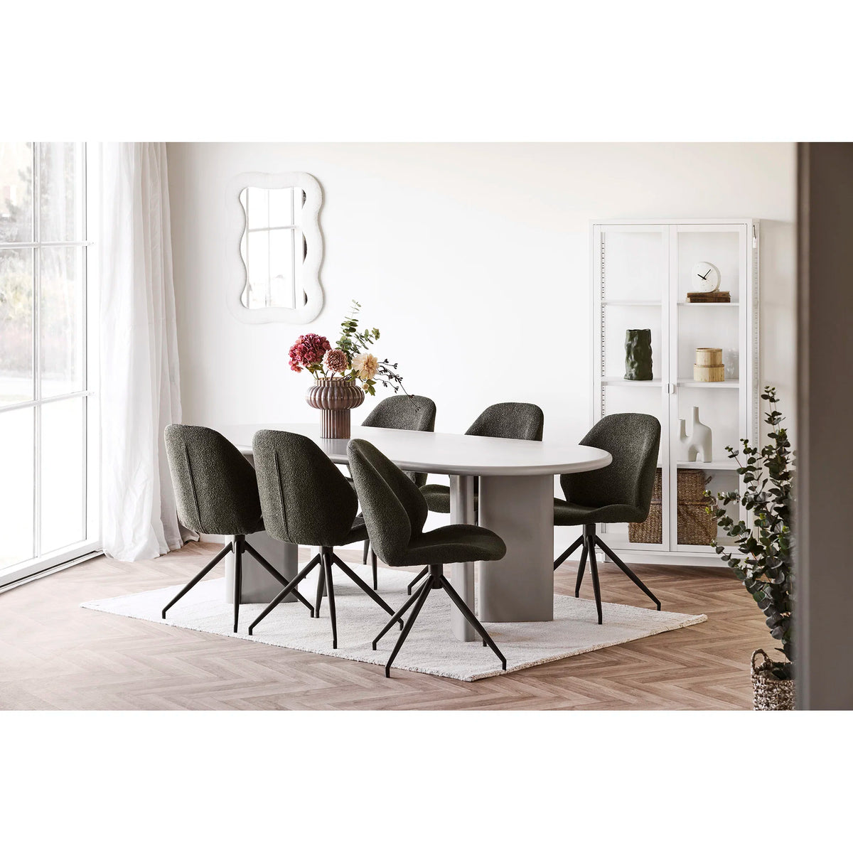 
Sedia da pranzo «Monte Carlo» girevole a 360° - Verde bouclé