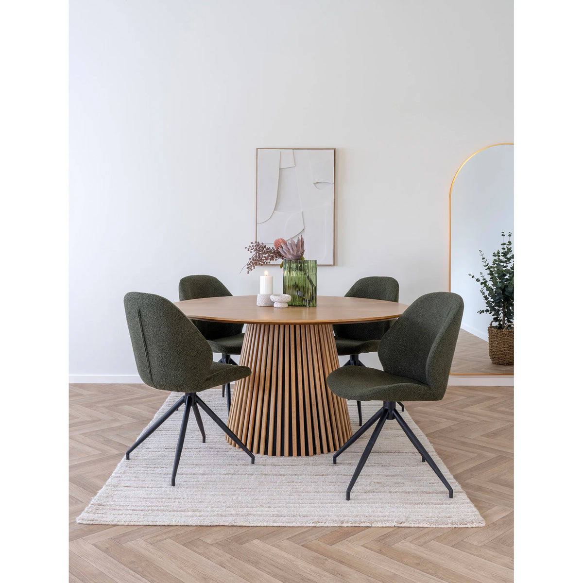 
Sedia da pranzo «Monte Carlo» girevole a 360° - Verde bouclé