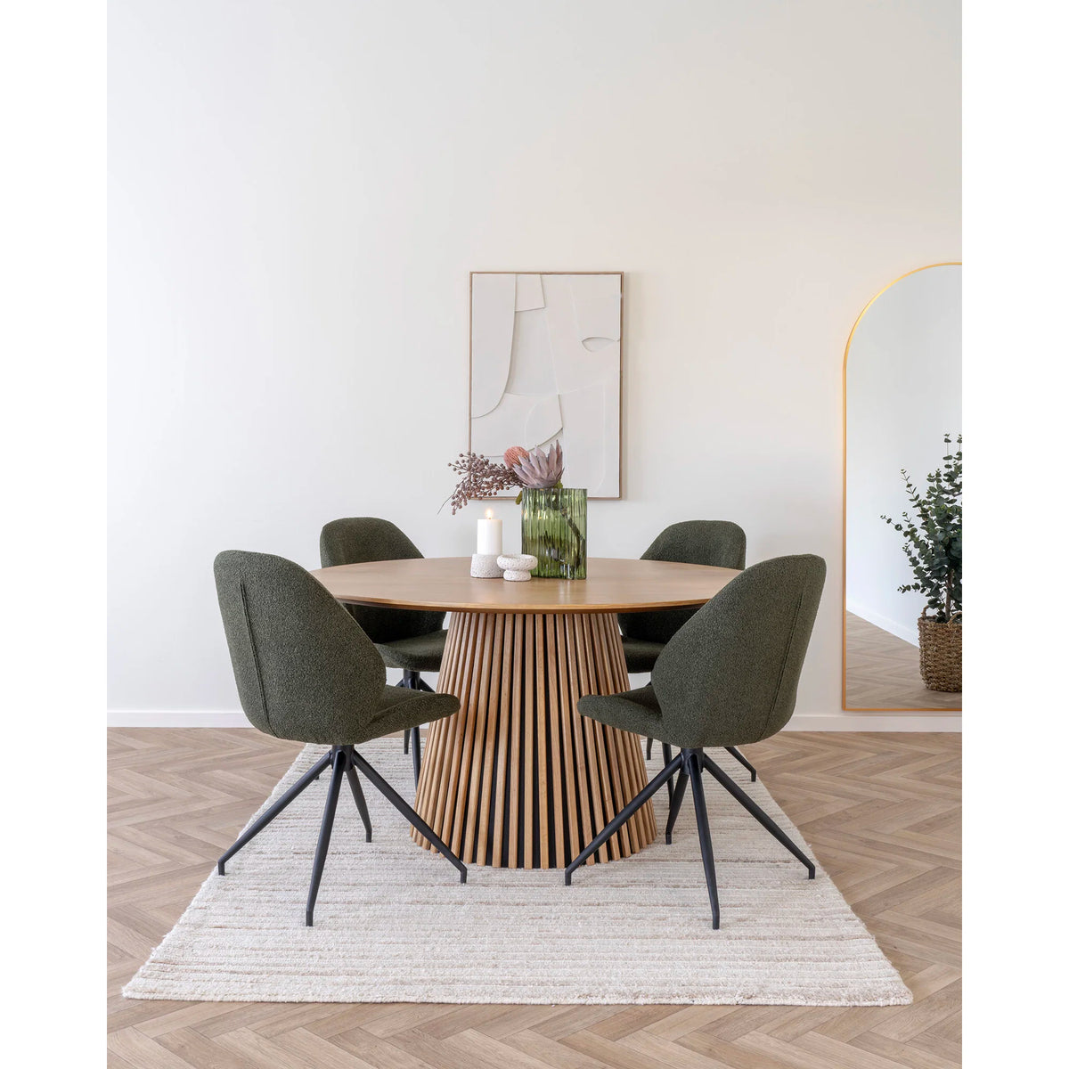 
Sedia da pranzo «Monte Carlo» girevole a 360° - Verde bouclé