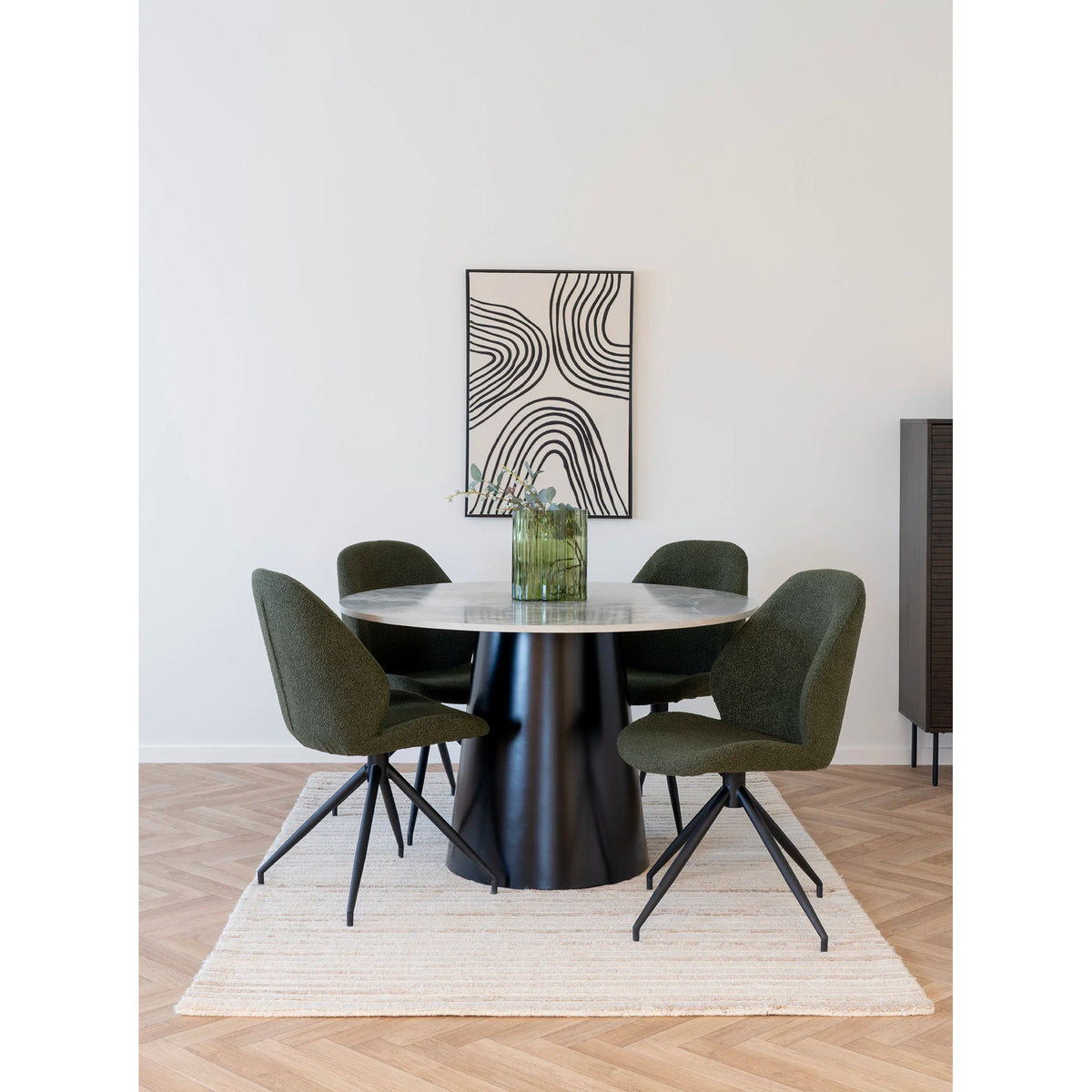 
Sedia da pranzo «Monte Carlo» girevole a 360° - Verde bouclé
