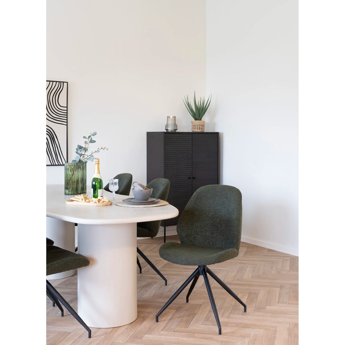 
Sedia da pranzo «Monte Carlo» girevole a 360° - Verde bouclé
