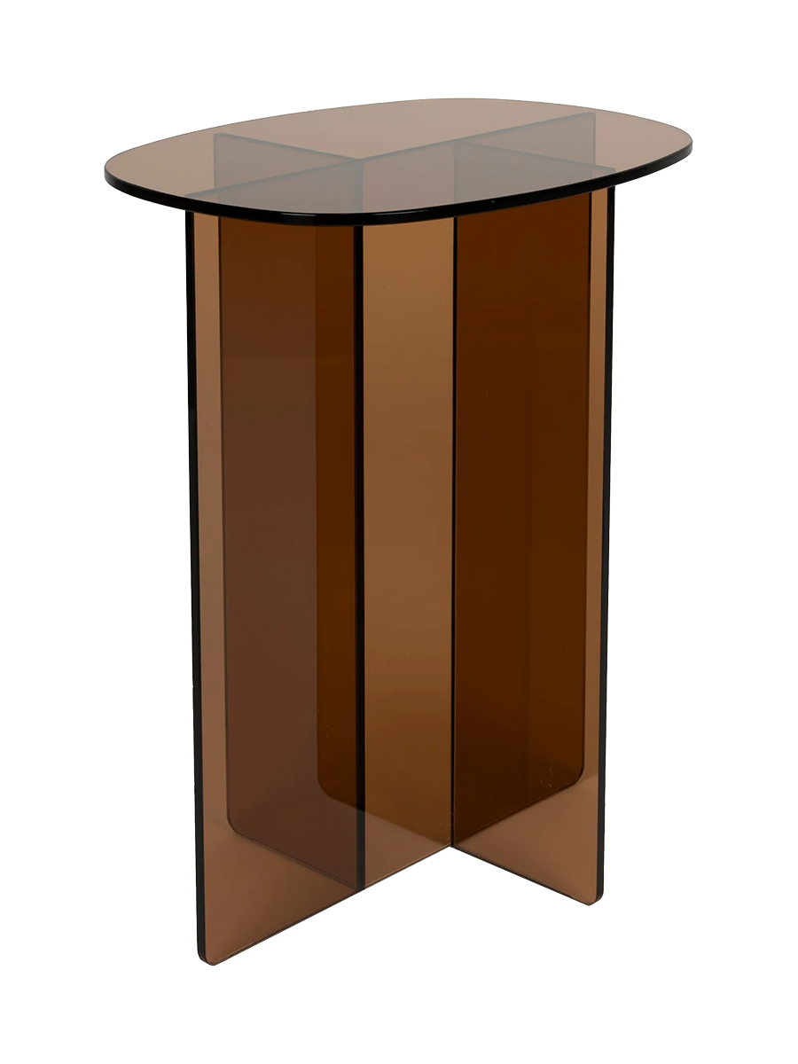 
"Linea" Designer Side Table Made of Safety Glass - Smoked glass