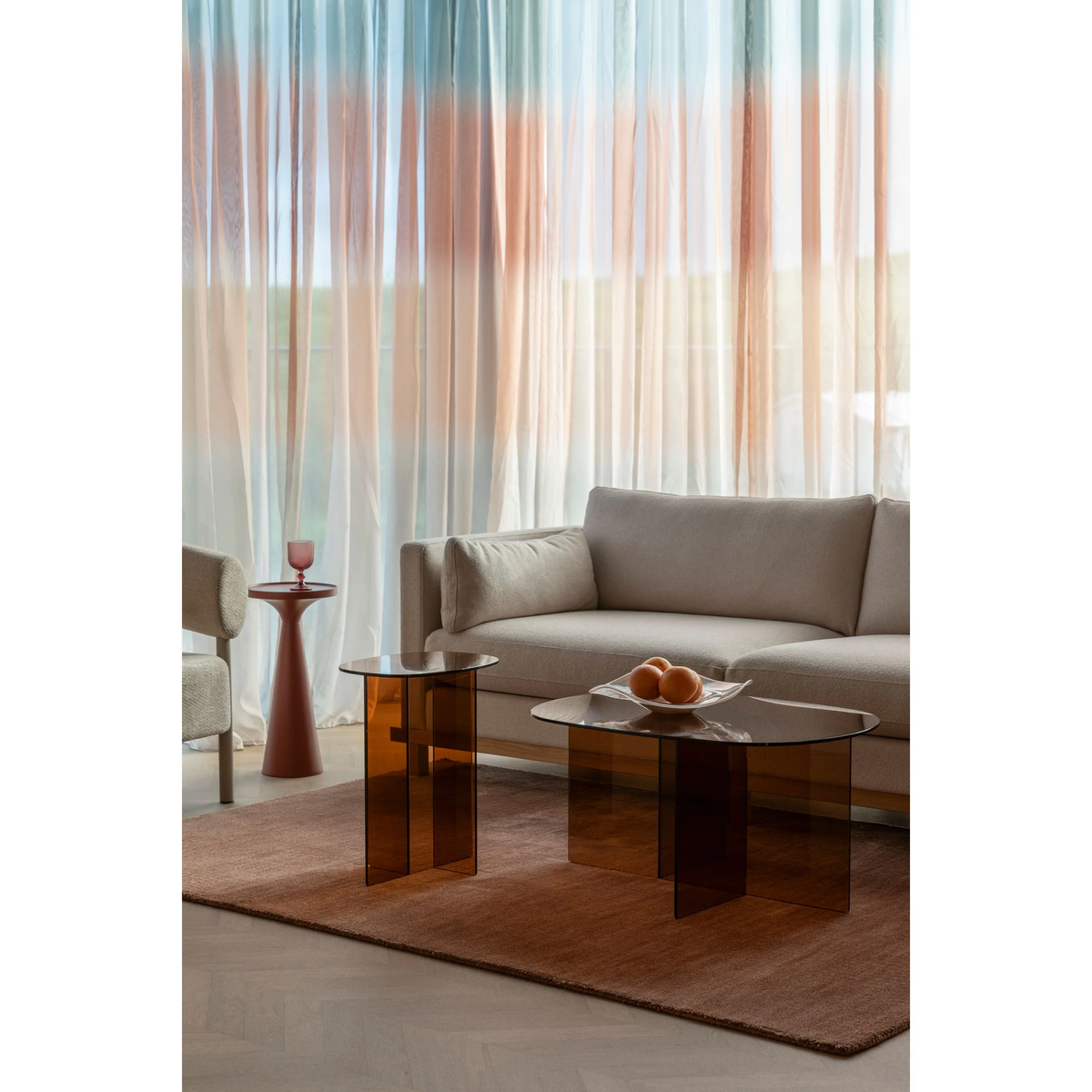 
Design Couchtisch „Linea“ aus Sicherheitsglas - Rauchglas