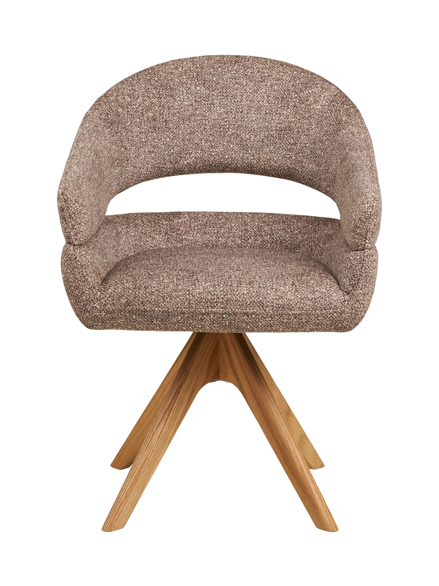 
Sedia da pranzo di design «Dover» girevole a 180° con braccioli - Rovere naturale / Beige scuro