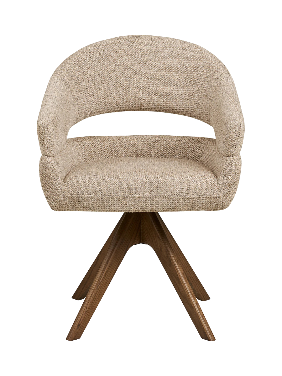 
Sedia da pranzo di design «Dover» girevole a 180° con braccioli - Rovere Marrone scuro / Beige