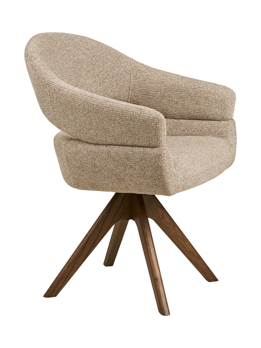 
Sedia da pranzo di design «Dover» girevole a 180° con braccioli - Rovere Marrone scuro / Beige