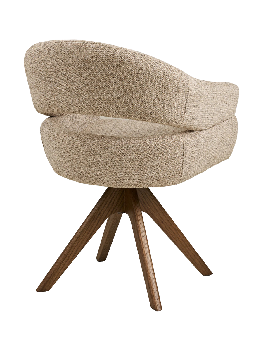 
Sedia da pranzo di design «Dover» girevole a 180° con braccioli - Rovere Marrone scuro / Beige