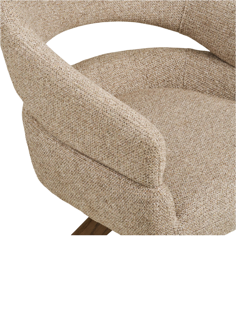 
Sedia da pranzo di design «Dover» girevole a 180° con braccioli - Rovere Marrone scuro / Beige
