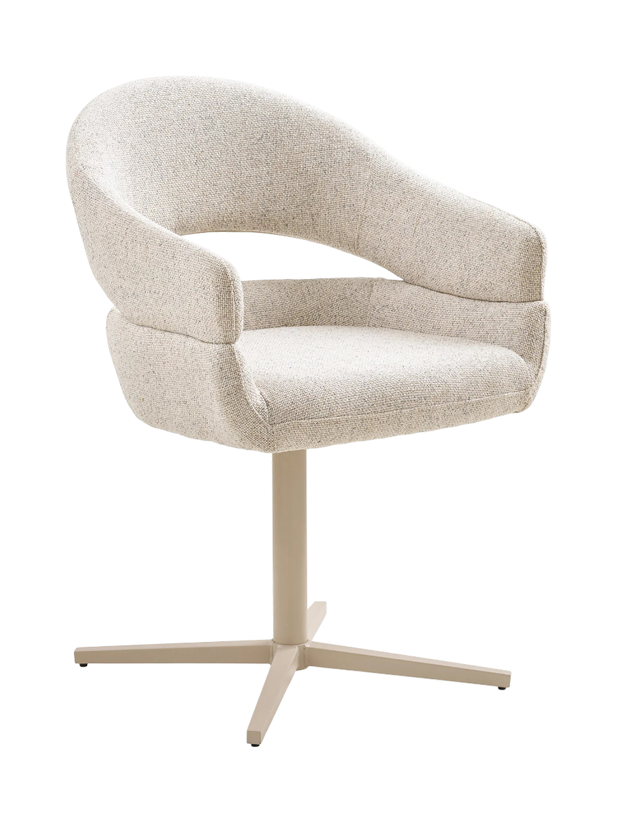 
Sedia da pranzo di design «Dover» girevole a 180° con braccioli - Sabbia / Beige chiaro