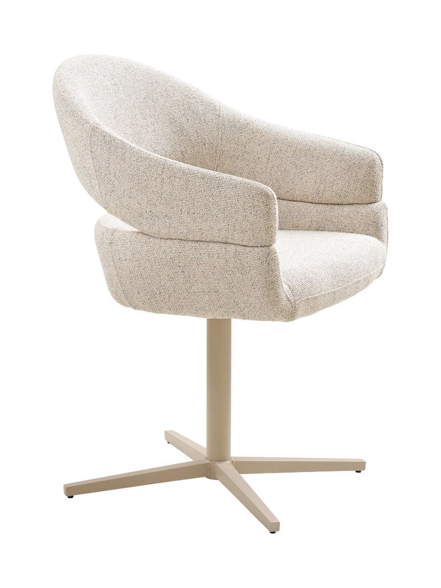 
Sedia da pranzo di design «Dover» girevole a 180° con braccioli - Sabbia / Beige chiaro