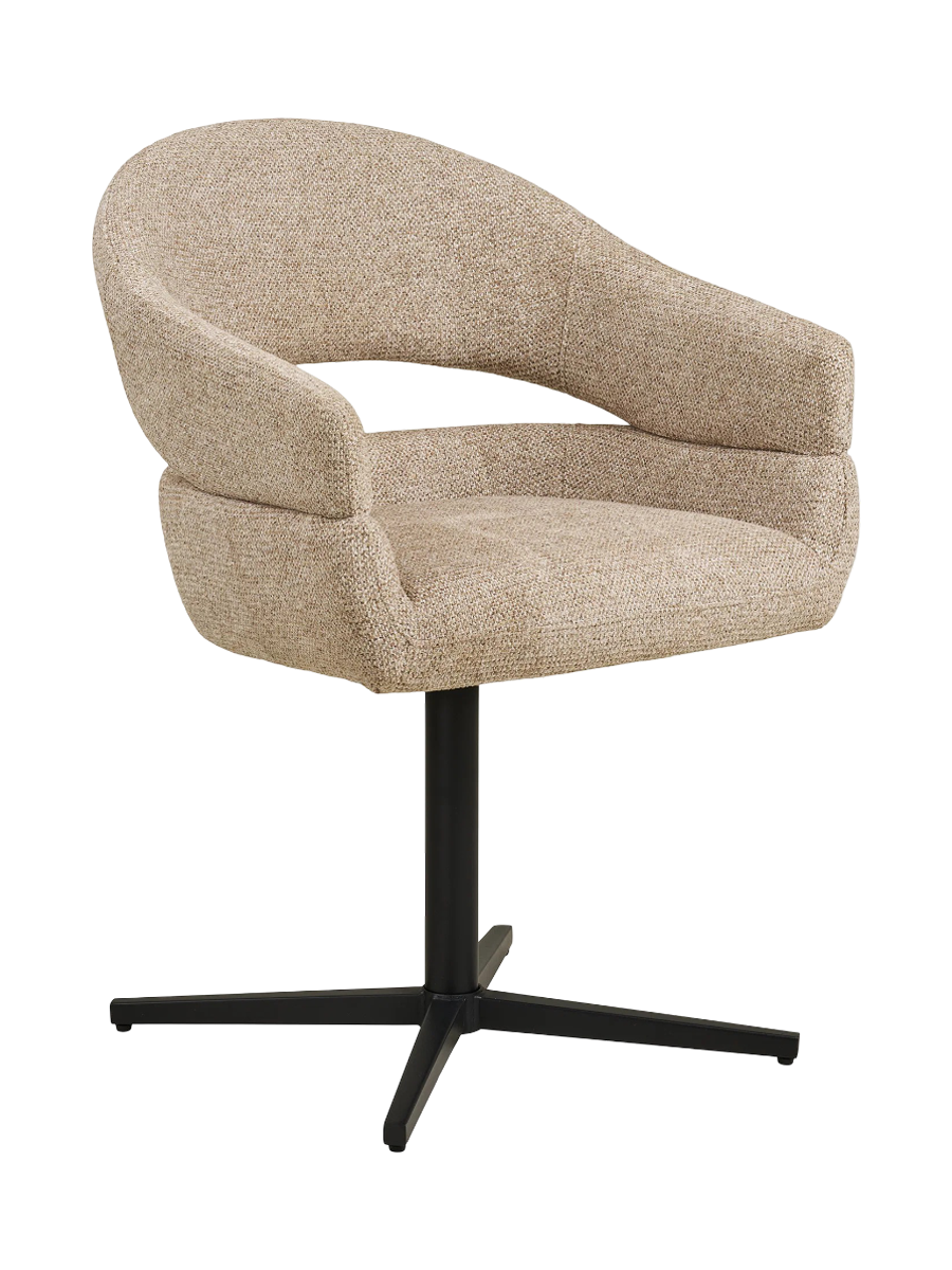 
Sedia da pranzo di design «Dover» girevole a 180° con braccioli - Nero / Beige