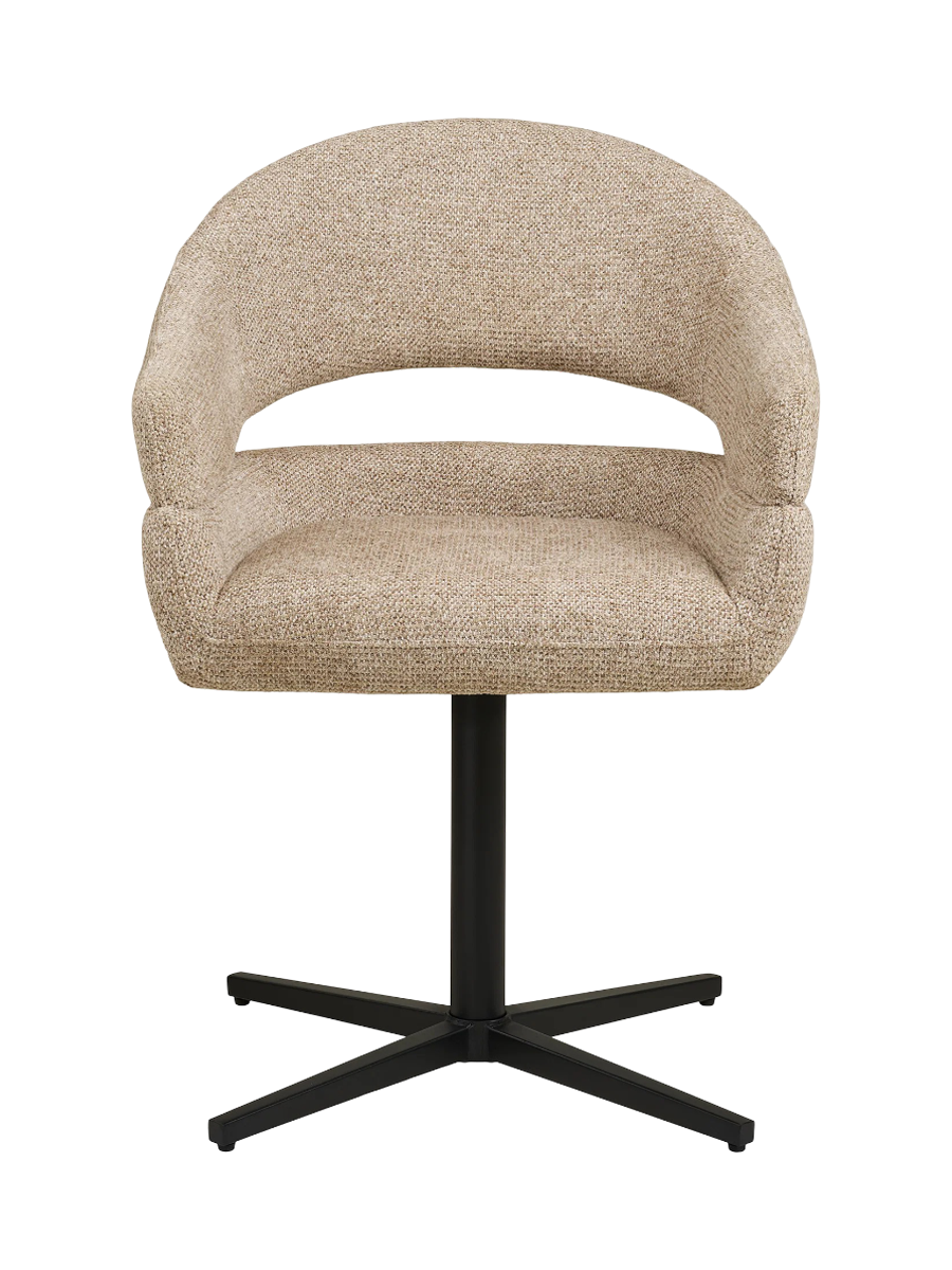 
180°drehbarer Design Esszimmerstuhl „Dover“ mit Armlehnen - Schwarz / Beige