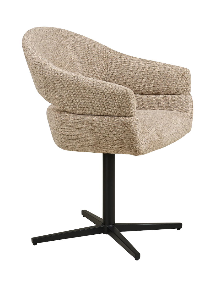 
180°drehbarer Design Esszimmerstuhl „Dover“ mit Armlehnen - Schwarz / Beige