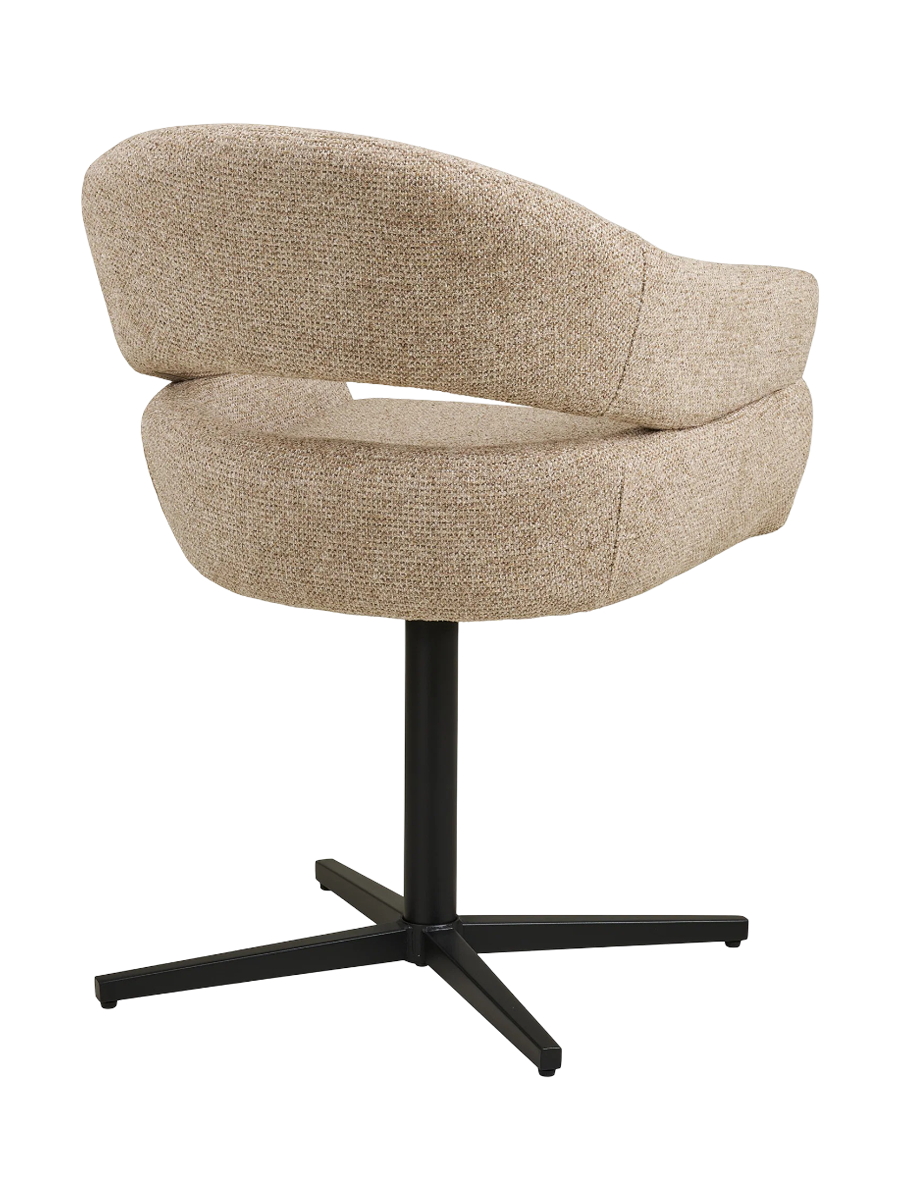 
180°drehbarer Design Esszimmerstuhl „Dover“ mit Armlehnen - Schwarz / Beige
