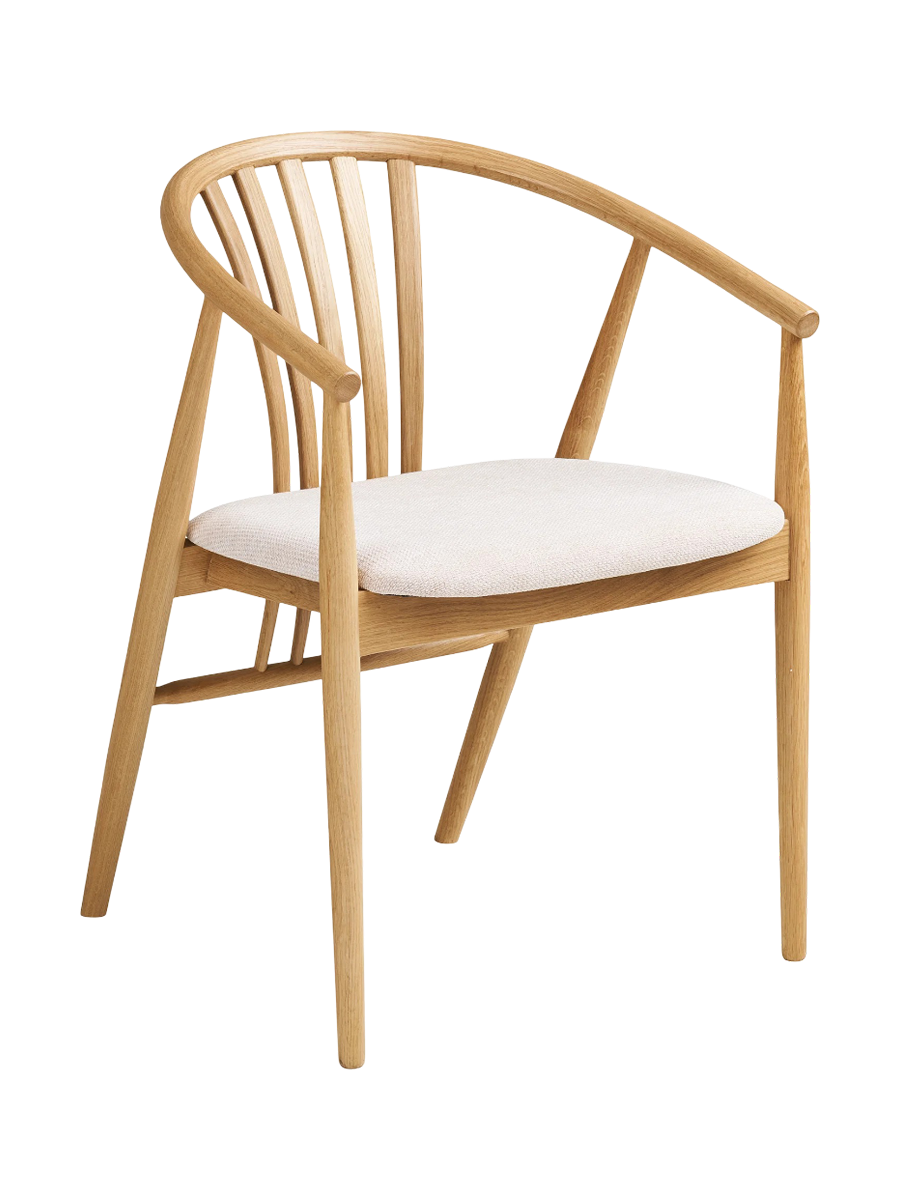 
Sedia da pranzo in legno massello «Agustin II» con braccioli - Rovere naturale / Bianco