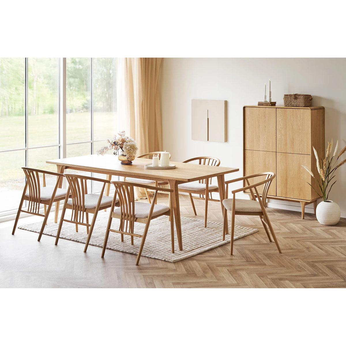 
Sedia da pranzo in legno massello «Agustin II» con braccioli - Rovere naturale / Bianco