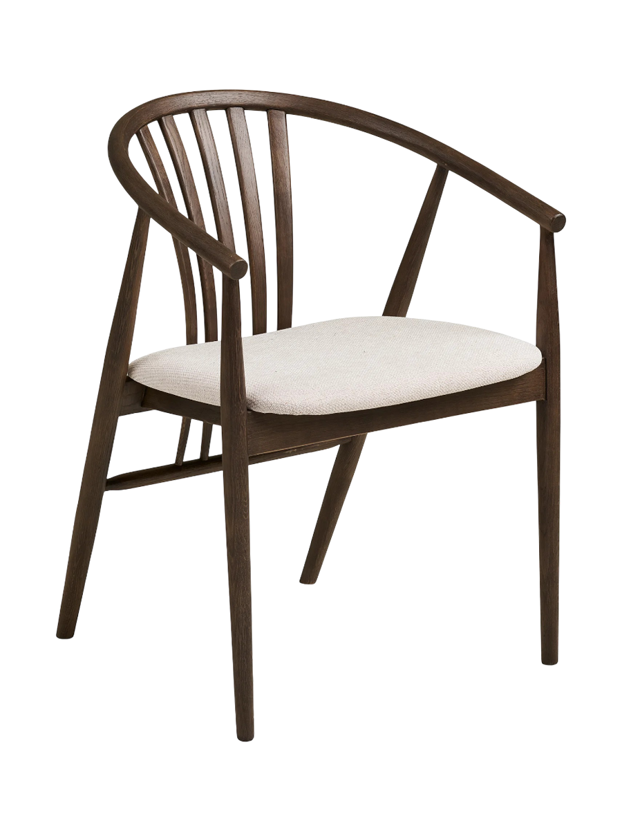 
Sedia da pranzo in legno massello «Agustin II» con braccioli - Rovere marrone scuro / Bianco
