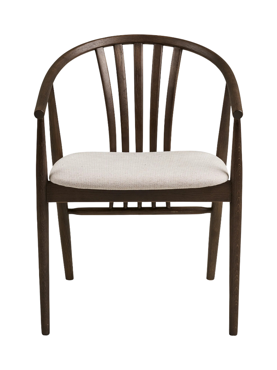 
Sedia da pranzo in legno massello «Agustin II» con braccioli - Rovere marrone scuro / Bianco
