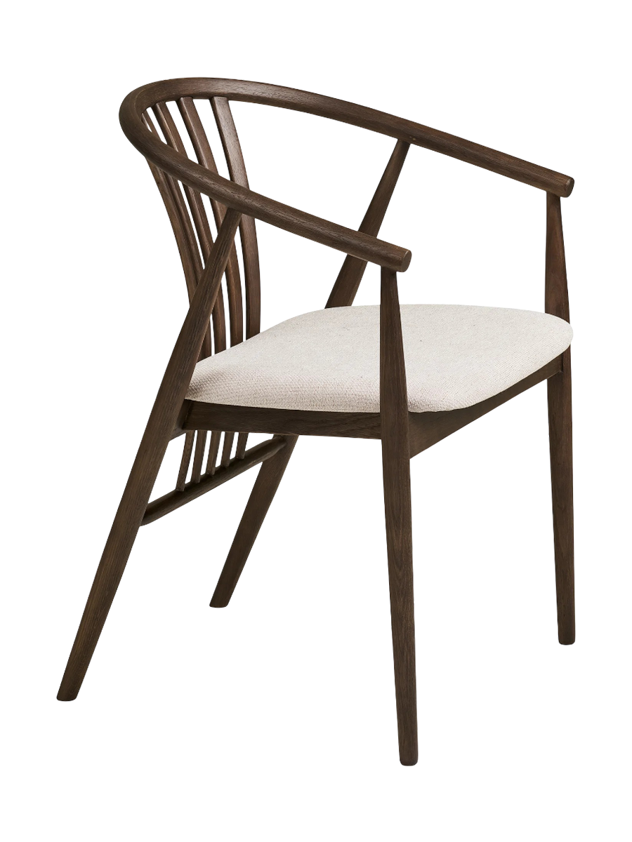 
Sedia da pranzo in legno massello «Agustin II» con braccioli - Rovere marrone scuro / Bianco
