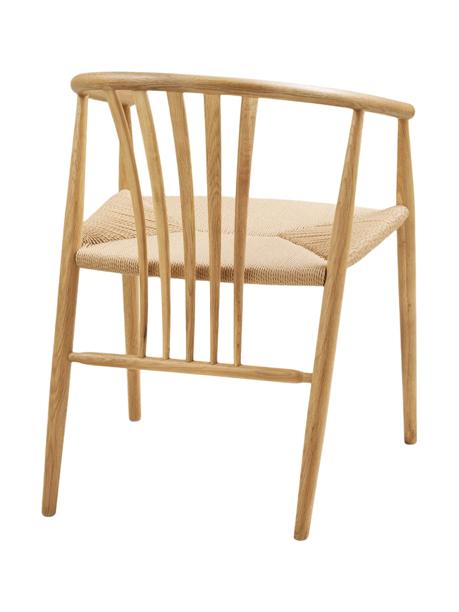 
Sedia da pranzo in legno massello «Agustin» con braccioli - Rovere naturale / Beige