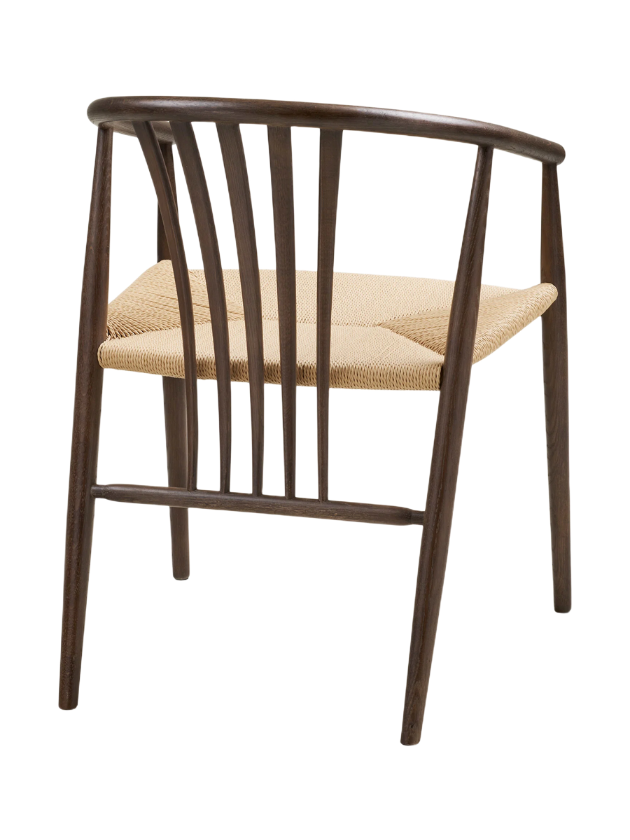 
Sedia da pranzo in legno massello «Agustin» con braccioli - Rovere Marrone scuro / Beige