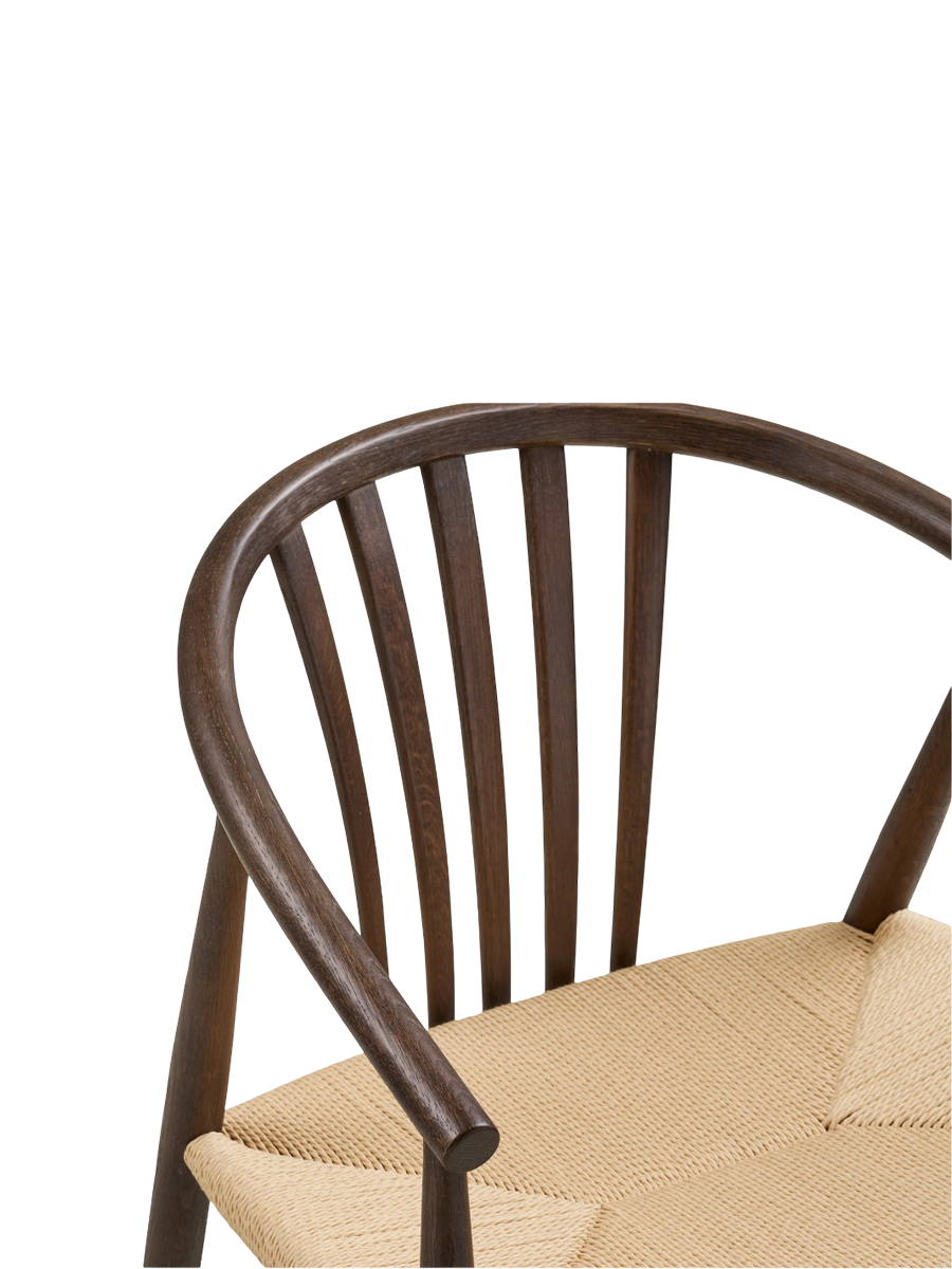 
Sedia da pranzo in legno massello «Agustin» con braccioli - Rovere Marrone scuro / Beige
