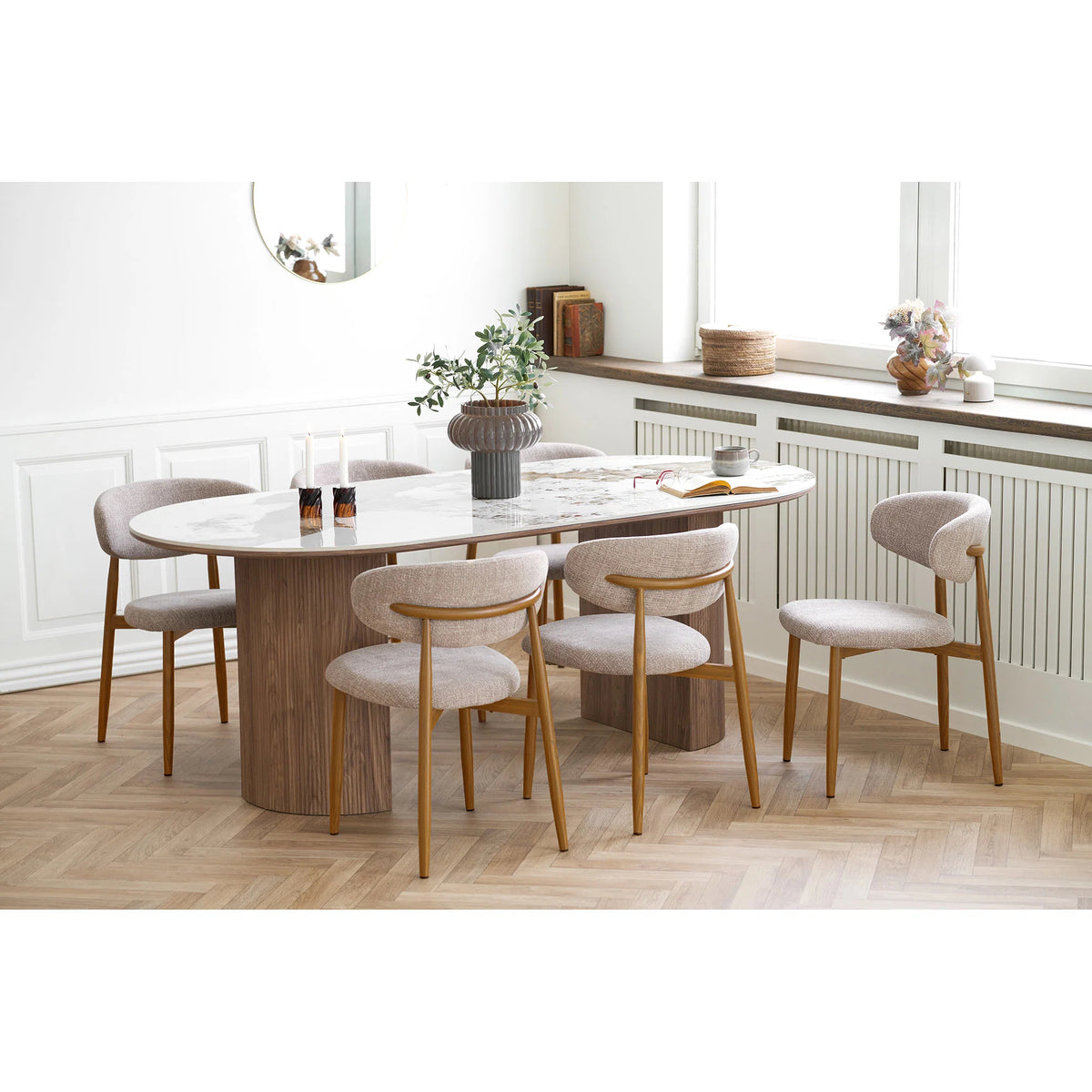 
Sedia da pranzo di design «Levanto» - Rovere naturale / Beige