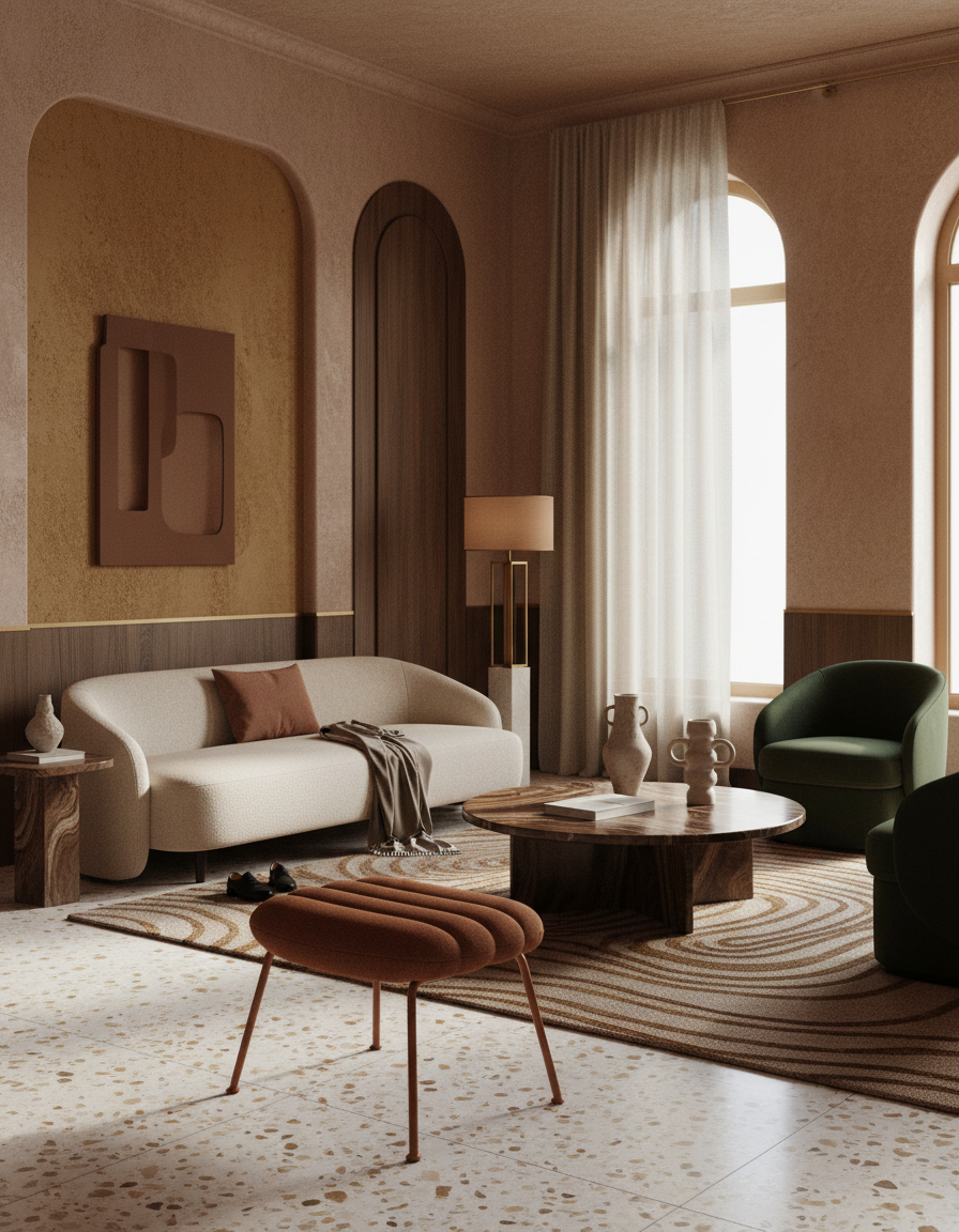 
Design Loungesessel „Verte“ - Terracotta / Mit Fussablage