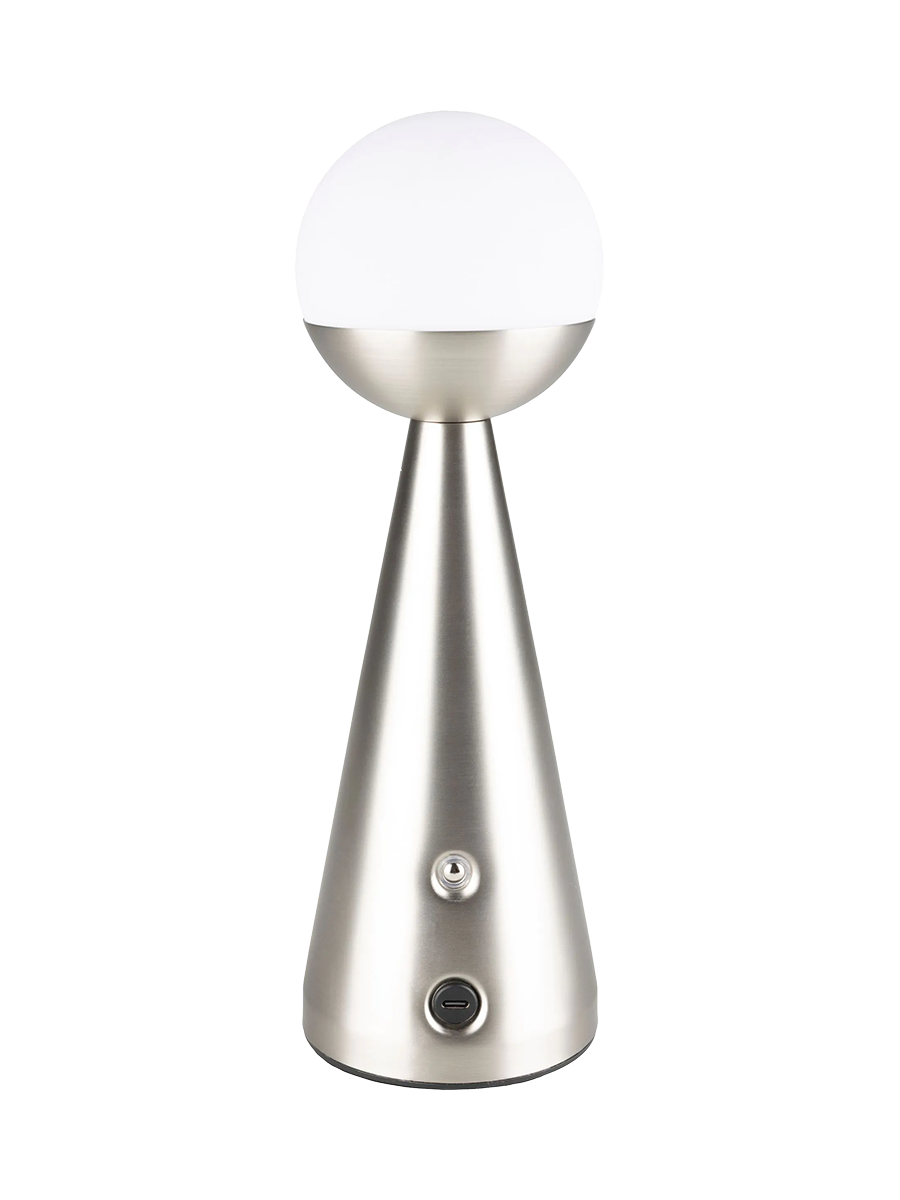 
Wiederaufladbare & kabellose Design Tischlampe „Bello“ - Silber