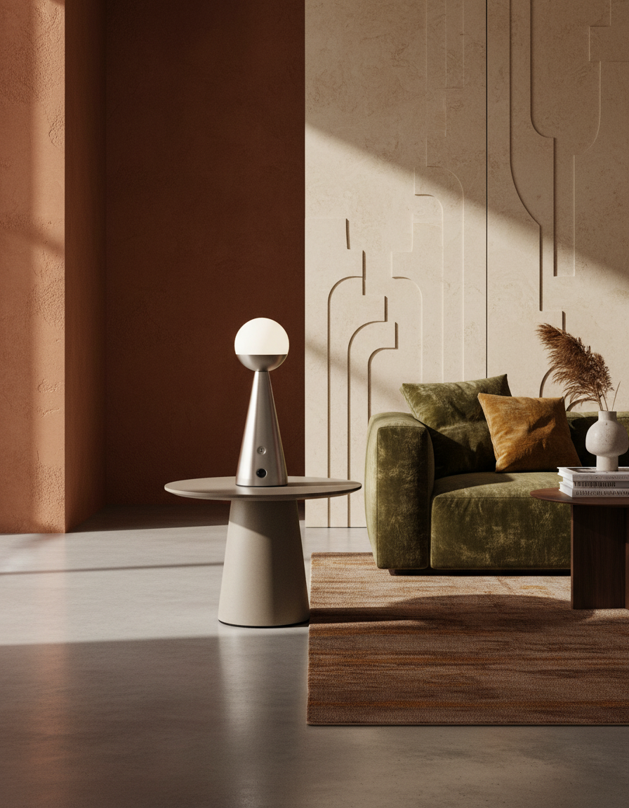 
Wiederaufladbare & kabellose Design Tischlampe „Bello“ - Silber