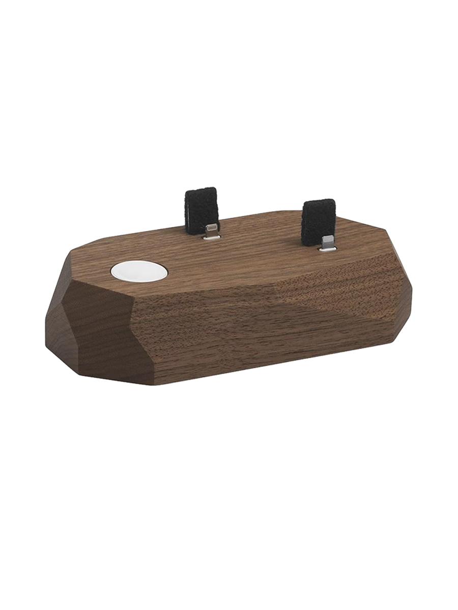 
Chargeur sans fil « Triple Doc » en noyer - 2 x USB-C