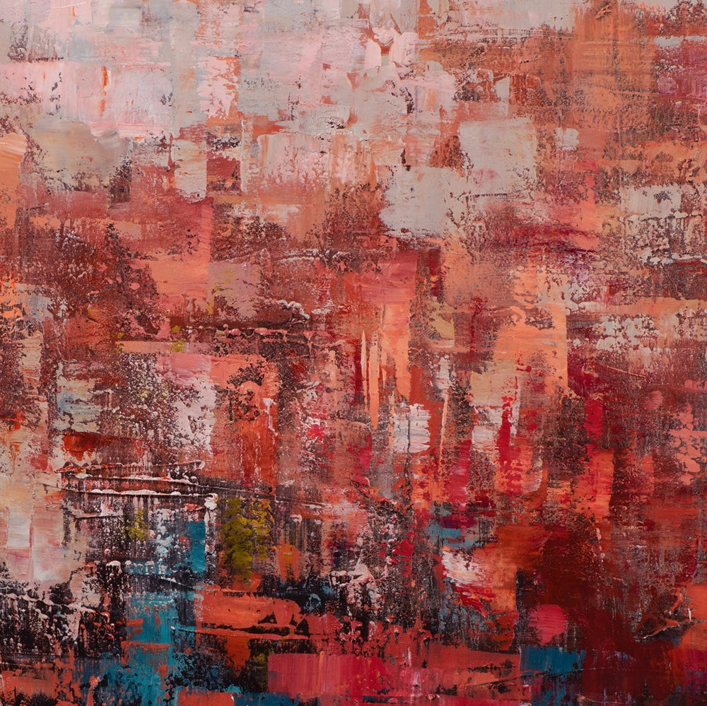 
Hand-painted, framed picture "Impression Rosenrot" 113 x 113 cm
