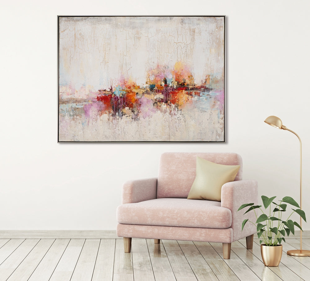 
Handgemaltes, eingerahmtes Bild „Abstrakt bunt“ 92.5 x 122.5 cm