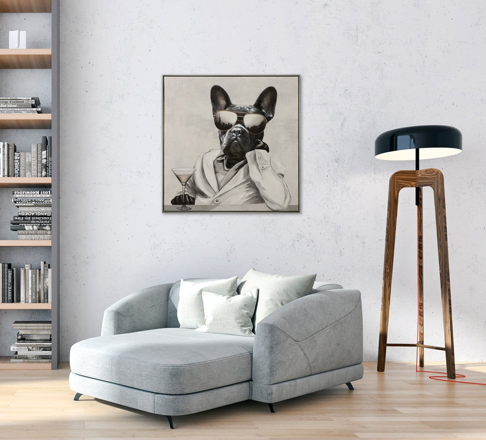
Handgemaltes Bild „New Yorker Hunde-Mafiosi II“ 82.5 x 82.5 cm