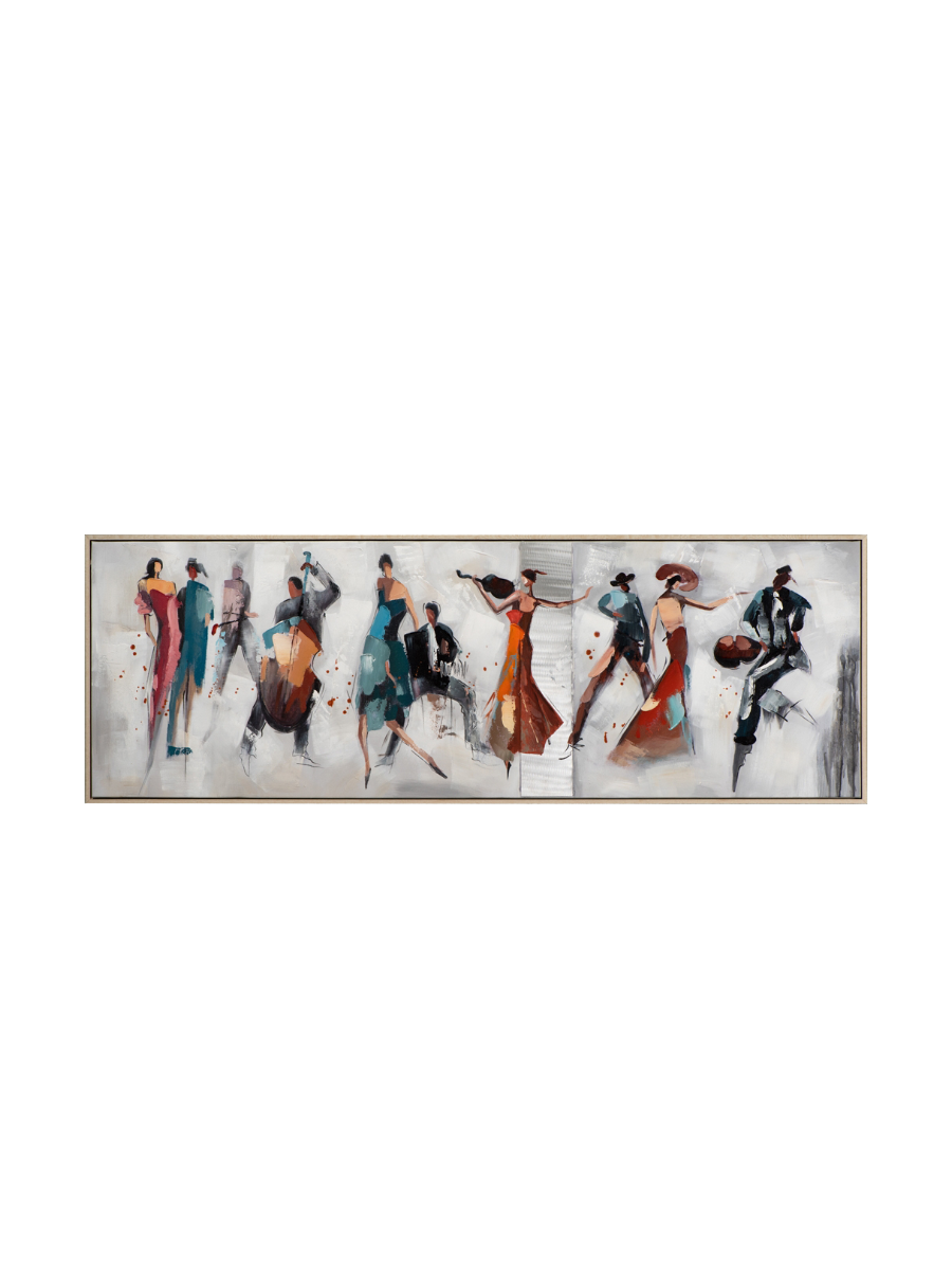 
Hand-painted, framed picture "Fiery Tango" 52.5 x 152.5 cm