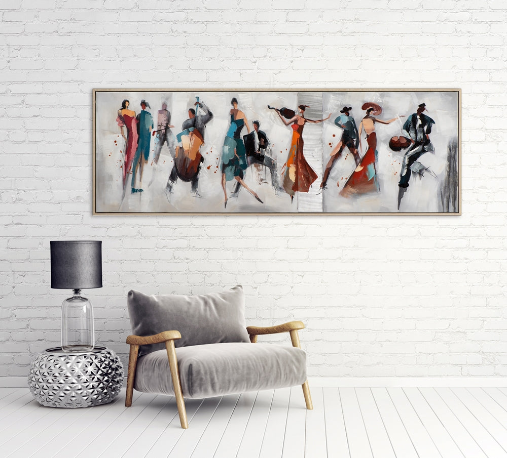 
Hand-painted, framed picture "Fiery Tango" 52.5 x 152.5 cm