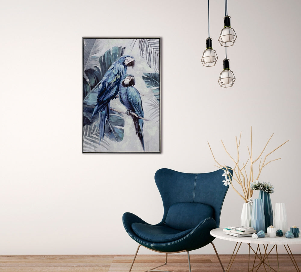 
Quadro dipinto a mano, con cornice, “Ara blu” 62.5 x 92.5 cm