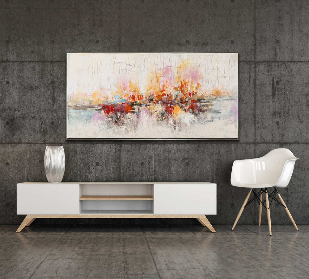 
Hand-painted, framed picture "Luminous Abstract" 72.5 x 142.5 cm