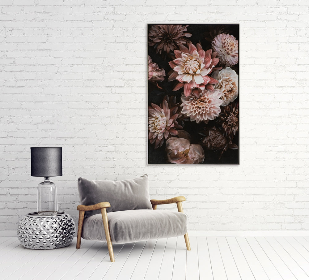 
Quadro dipinto a mano e incorniciato «Fiori rosa graziosi» 82.5 x 122.5 cm