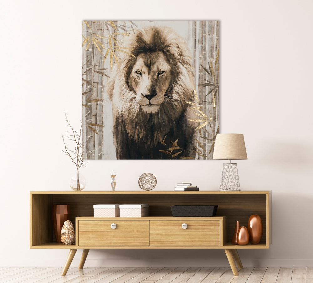 
Handbemaltes Bild „Löwe mit Bambus“ 100 x 100 cm