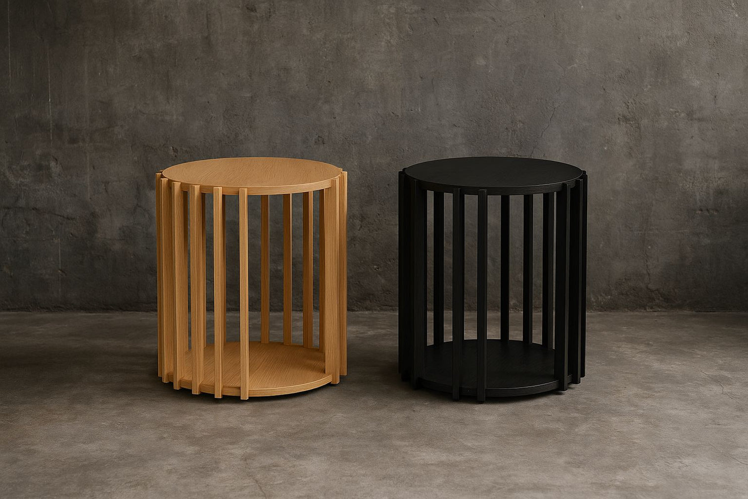 
"Drum" Designer Side Table - Natural Oak