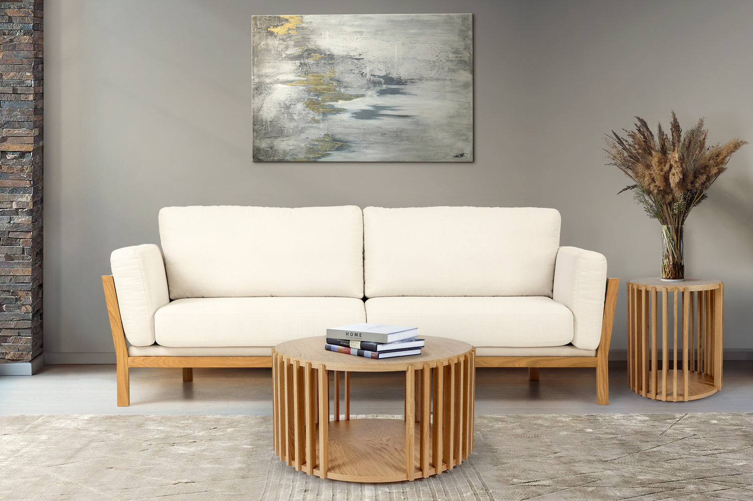 
Designer Coffee Table "Drum" Ø 83 cm - Natural Oak