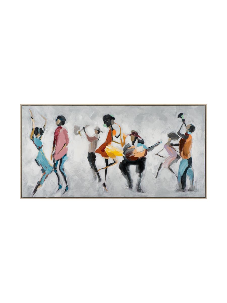
Handbemaltes, gerahmtes Bild „Flotter Tanz“ 72.5 x 142.5 cm