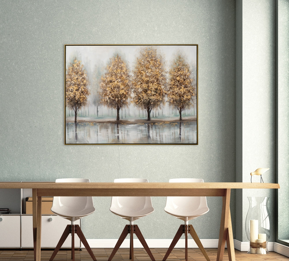 
Quadro dipinto a mano e incorniciato «Alberi dorati» 92.5 x 122.5 cm