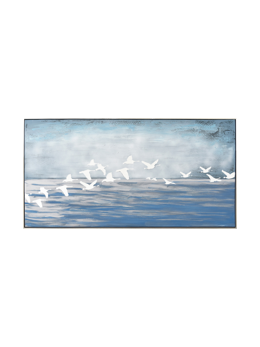 
Tableau peint à la main « Mouettes blanches » 72,5 x 142,5 cm
